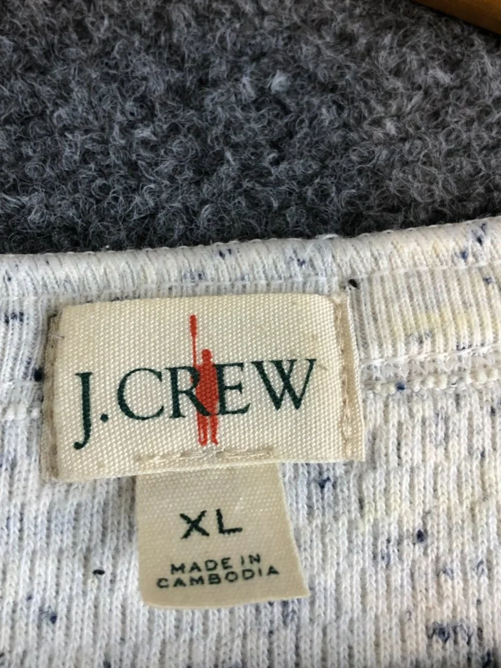 J Crew Shirt Mens XL Gray Speckle Henley Oarsman Long Sleeve 100% Cotton Thermal